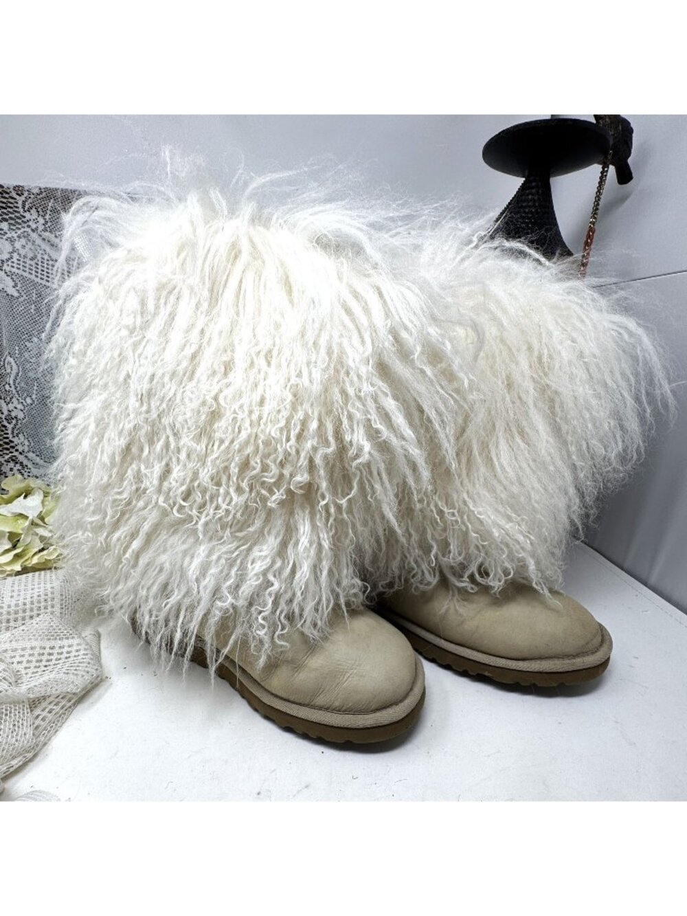 UGG Australian Sheepskin Mongolian TALL Cuff Boots Size 6